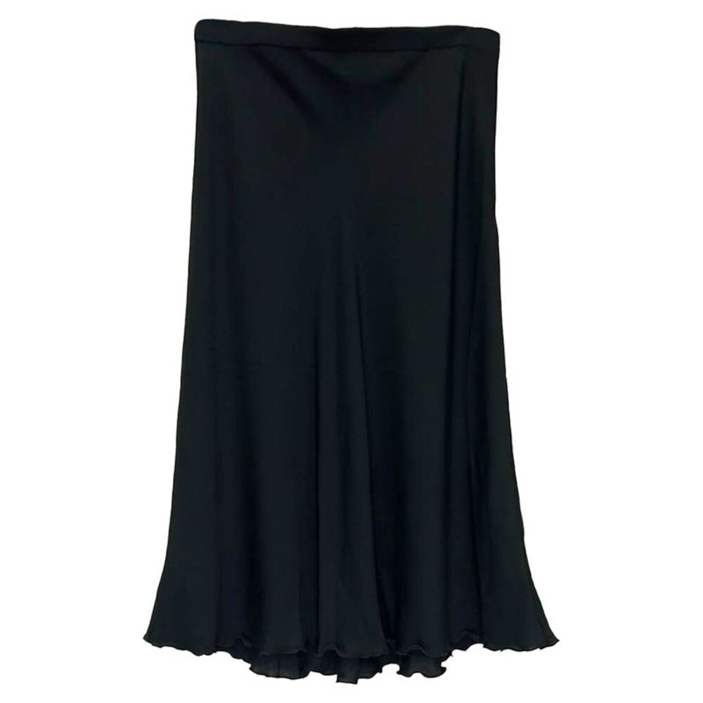 Theory Midi Flowy Skirt in Black Silk